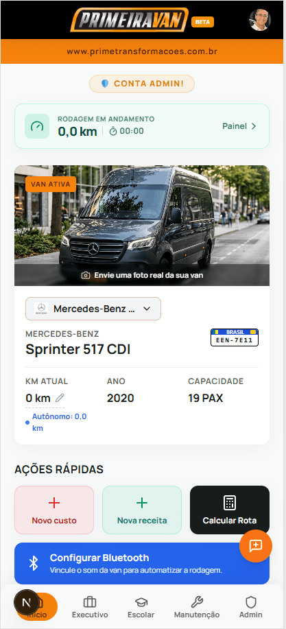 App Primeira Van — Dashboard